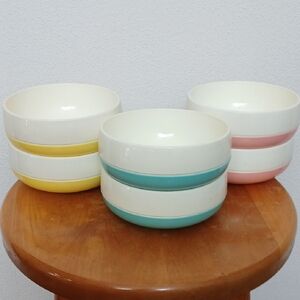 Bopp Decker Vacron Vacuum Bowl Cereal MCM Pink, Blue, Yellow Set Of 6 Kitchen